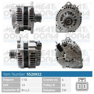 Generator 14 V MEAT & DORIA 5520922