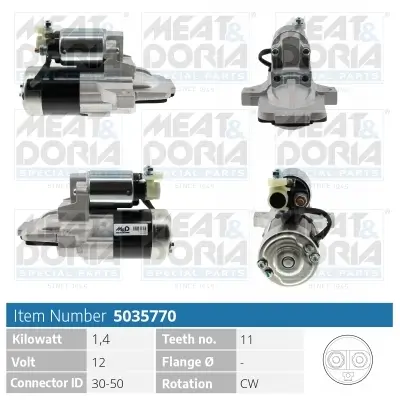 Starter 12 V 1,4 kW MEAT & DORIA 5035770 Bild Starter 12 V 1,4 kW MEAT & DORIA 5035770