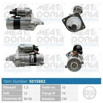 Starter 12 V 1,5 kW MEAT & DORIA 5015882 Bild Starter 12 V 1,5 kW MEAT & DORIA 5015882