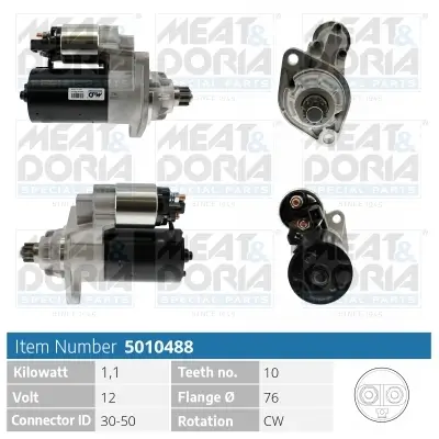 Starter 12 V 1,1 kW MEAT & DORIA 5010488 Bild Starter 12 V 1,1 kW MEAT & DORIA 5010488
