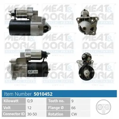 Starter 12 V 0,9 kW MEAT & DORIA 5010452 Bild Starter 12 V 0,9 kW MEAT & DORIA 5010452