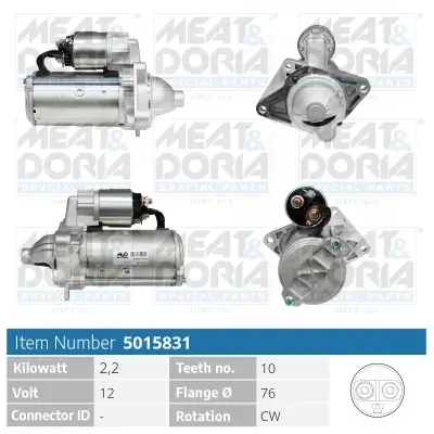 Starter 12 V 2,2 kW MEAT & DORIA 5015831 Bild Starter 12 V 2,2 kW MEAT & DORIA 5015831