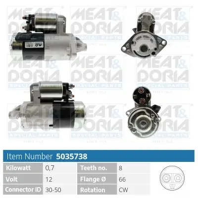 Starter 12 V 0,7 kW MEAT & DORIA 5035738 Bild Starter 12 V 0,7 kW MEAT & DORIA 5035738