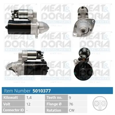 Starter 12 V 1,4 kW MEAT & DORIA 5010377 Bild Starter 12 V 1,4 kW MEAT & DORIA 5010377