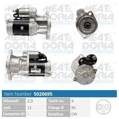 Starter 12 V 2,3 kW MEAT & DORIA 5020695 Bild Starter 12 V 2,3 kW MEAT & DORIA 5020695