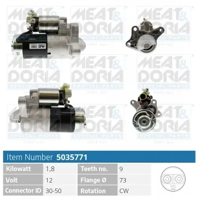 Starter 12 V 1,8 kW MEAT & DORIA 5035771 Bild Starter 12 V 1,8 kW MEAT & DORIA 5035771