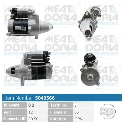 Starter 12 V 0,8 kW MEAT & DORIA 5040566 Bild Starter 12 V 0,8 kW MEAT & DORIA 5040566