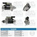 Starter 12 V 1 kW MEAT & DORIA 5040600