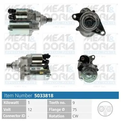 Starter 12 V 1 kW MEAT & DORIA 5033818 Bild Starter 12 V 1 kW MEAT & DORIA 5033818