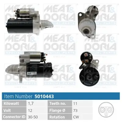 Starter 12 V 1,7 kW MEAT & DORIA 5010443 Bild Starter 12 V 1,7 kW MEAT & DORIA 5010443