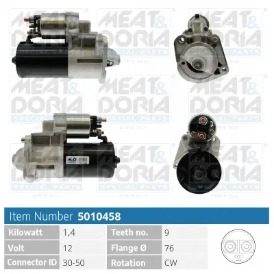 Starter 12 V 1,4 kW MEAT & DORIA 5010458 Bild Starter 12 V 1,4 kW MEAT & DORIA 5010458