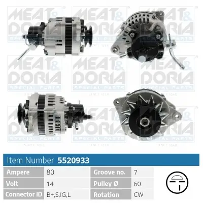 Generator 14 V MEAT & DORIA 5520933 Bild Generator 14 V MEAT & DORIA 5520933