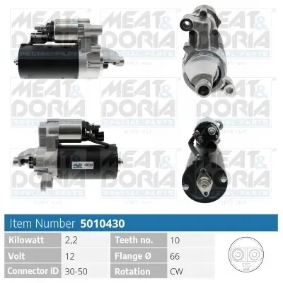 Starter 12 V 2,2 kW MEAT & DORIA 5010430 Bild Starter 12 V 2,2 kW MEAT & DORIA 5010430