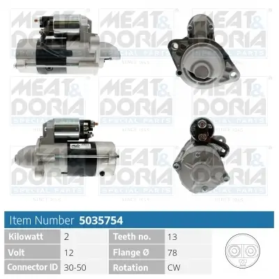 Starter 12 V 2 kW MEAT & DORIA 5035754 Bild Starter 12 V 2 kW MEAT & DORIA 5035754