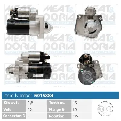 Starter 12 V 1,8 kW MEAT & DORIA 5015884 Bild Starter 12 V 1,8 kW MEAT & DORIA 5015884