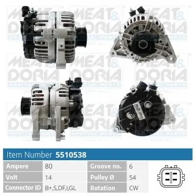 Generator 14 V MEAT & DORIA 5510538 Bild Generator 14 V MEAT & DORIA 5510538