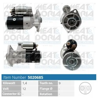 Starter 12 V 1,4 kW MEAT & DORIA 5020685 Bild Starter 12 V 1,4 kW MEAT & DORIA 5020685