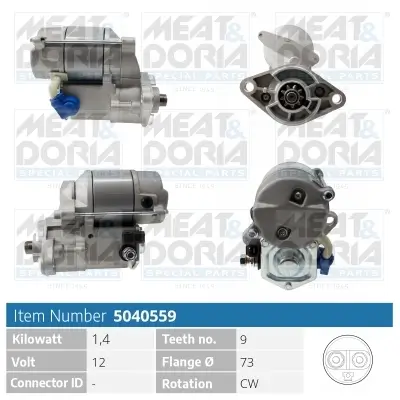 Starter 12 V 1,4 kW MEAT & DORIA 5040559 Bild Starter 12 V 1,4 kW MEAT & DORIA 5040559