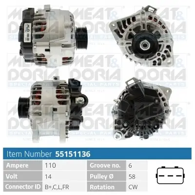 Generator 14 V MEAT & DORIA 55151136 Bild Generator 14 V MEAT & DORIA 55151136