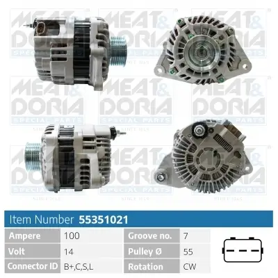 Generator 14 V MEAT & DORIA 55351021 Bild Generator 14 V MEAT & DORIA 55351021