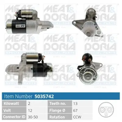 Starter 12 V 2 kW MEAT & DORIA 5035742 Bild Starter 12 V 2 kW MEAT & DORIA 5035742