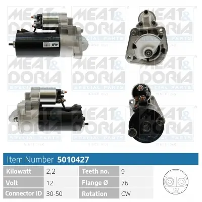 Starter 12 V 2,2 kW MEAT & DORIA 5010427 Bild Starter 12 V 2,2 kW MEAT & DORIA 5010427