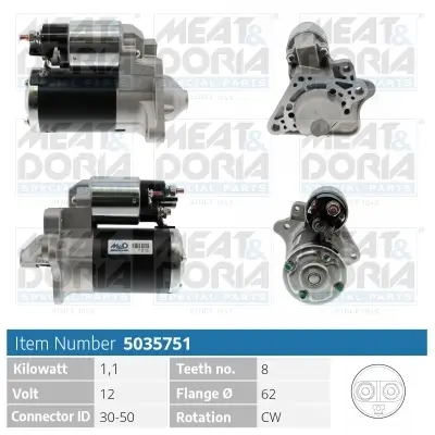 Starter 12 V 1,1 kW MEAT & DORIA 5035751 Bild Starter 12 V 1,1 kW MEAT & DORIA 5035751