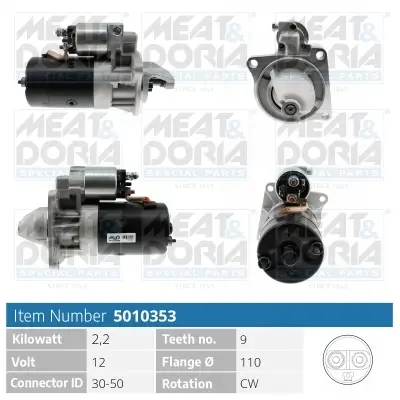 Starter 12 V 2,2 kW MEAT & DORIA 5010353 Bild Starter 12 V 2,2 kW MEAT & DORIA 5010353