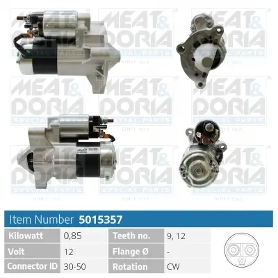 Starter 12 V 0,85 kW MEAT & DORIA 5015357 Bild Starter 12 V 0,85 kW MEAT & DORIA 5015357