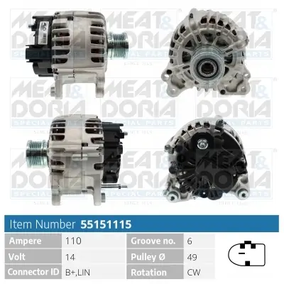 Generator 14 V MEAT & DORIA 55151115 Bild Generator 14 V MEAT & DORIA 55151115