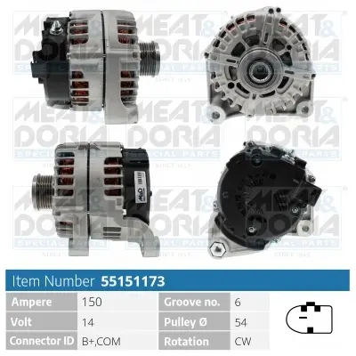 Generator 14 V MEAT & DORIA 55151173 Bild Generator 14 V MEAT & DORIA 55151173