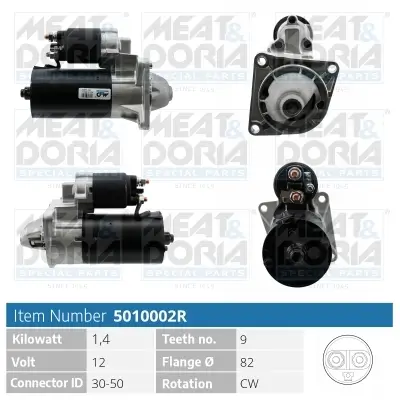 Starter 12 V 1,4 kW MEAT & DORIA 5010002R