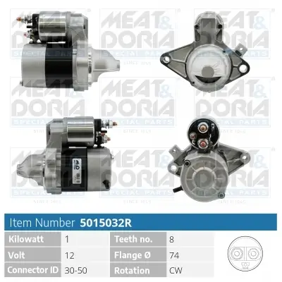 Starter 12 V 1 kW MEAT & DORIA 5015032R Bild Starter 12 V 1 kW MEAT & DORIA 5015032R