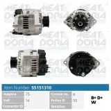 Generator 14 V MEAT & DORIA 55151310