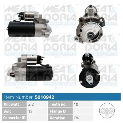 Starter 12 V 2,2 kW MEAT & DORIA 5010942 Bild Starter 12 V 2,2 kW MEAT & DORIA 5010942