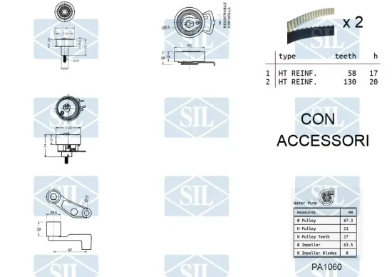 Wasserpumpe + Zahnriemensatz Saleri SIL K1PA1060 Bild Wasserpumpe + Zahnriemensatz Saleri SIL K1PA1060
