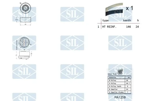 Wasserpumpe + Zahnriemensatz Saleri SIL K1PA1259 Bild Wasserpumpe + Zahnriemensatz Saleri SIL K1PA1259