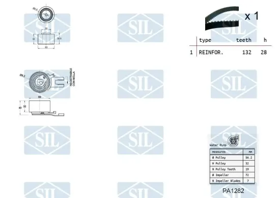 Wasserpumpe + Zahnriemensatz Saleri SIL K1PA1282 Bild Wasserpumpe + Zahnriemensatz Saleri SIL K1PA1282