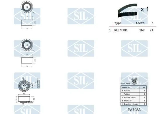 Wasserpumpe + Zahnriemensatz Saleri SIL K1PA708A Bild Wasserpumpe + Zahnriemensatz Saleri SIL K1PA708A
