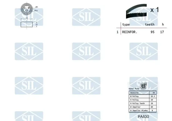 Wasserpumpe + Zahnriemensatz Saleri SIL K1PA830 Bild Wasserpumpe + Zahnriemensatz Saleri SIL K1PA830