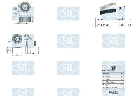 Wasserpumpe + Zahnriemensatz Saleri SIL K2PA922 Bild Wasserpumpe + Zahnriemensatz Saleri SIL K2PA922