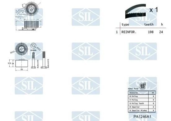 Wasserpumpe + Zahnriemensatz Saleri SIL K4PA1246A1 Bild Wasserpumpe + Zahnriemensatz Saleri SIL K4PA1246A1