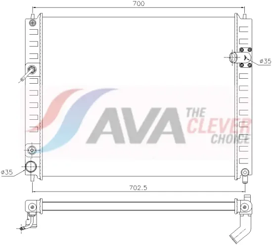 Kühler, Motorkühlung AVA QUALITY COOLING DN2482 Bild Kühler, Motorkühlung AVA QUALITY COOLING DN2482