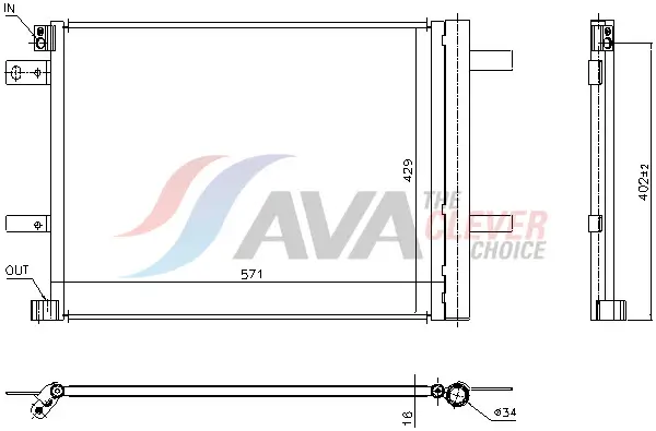 Kondensator, Klimaanlage AVA Clever Choice PE5438D