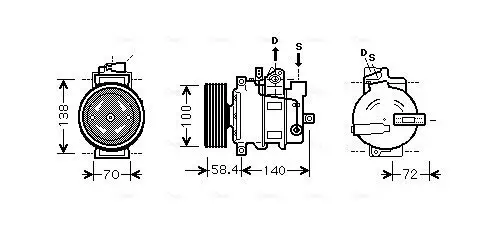 Kompressor, Klimaanlage 12 V AVA QUALITY COOLING AIAK262 Bild Kompressor, Klimaanlage 12 V AVA QUALITY COOLING AIAK262