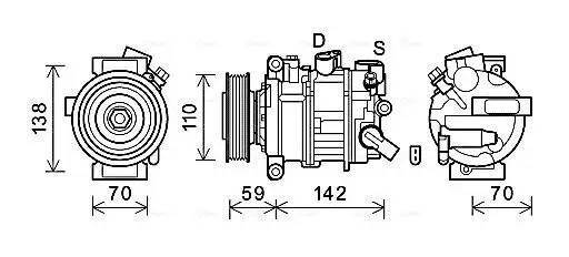 Kompressor, Klimaanlage 12 V AVA QUALITY COOLING AIAK271 Bild Kompressor, Klimaanlage 12 V AVA QUALITY COOLING AIAK271