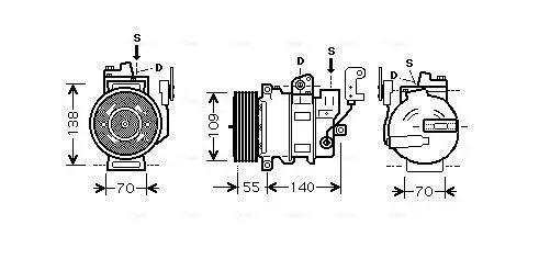 Kompressor, Klimaanlage 12 V AVA Clever Choice AUAK187