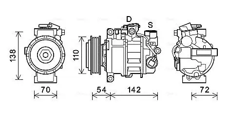 Kompressor, Klimaanlage 12 V AVA QUALITY COOLING BWAK418 Bild Kompressor, Klimaanlage 12 V AVA QUALITY COOLING BWAK418