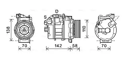 Kompressor, Klimaanlage 12 V AVA QUALITY COOLING BWAK419 Bild Kompressor, Klimaanlage 12 V AVA QUALITY COOLING BWAK419