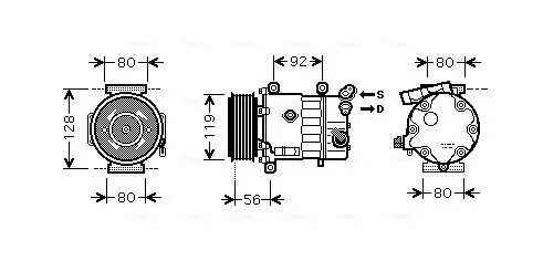 Kompressor, Klimaanlage AVA QUALITY COOLING CNAK255 Bild Kompressor, Klimaanlage AVA QUALITY COOLING CNAK255